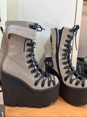 Rhinestone platform boots Dollskill